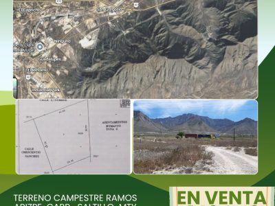 INVIERTE EN TERRENO RAMOS ARIZPE 1,484M2